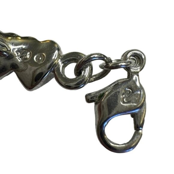 Swarovski Signed Heart Choker Necklace, Pink and Purple Stones, Rhodium Plated - Picture 7 of 8